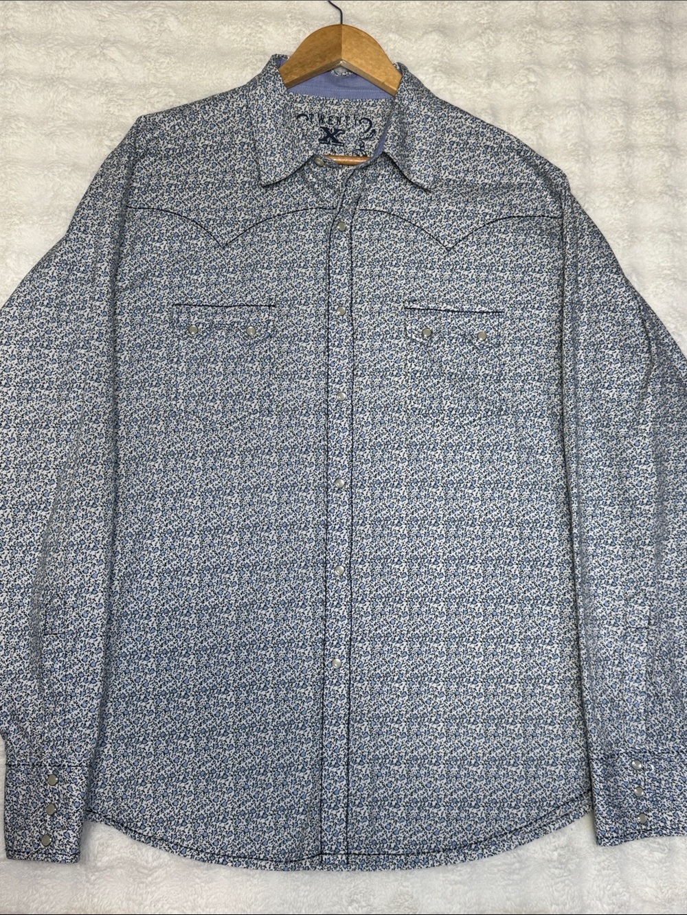 Wrangler TwentyX Western Shirt Pearl Snap Floral Micro Cowboy XL